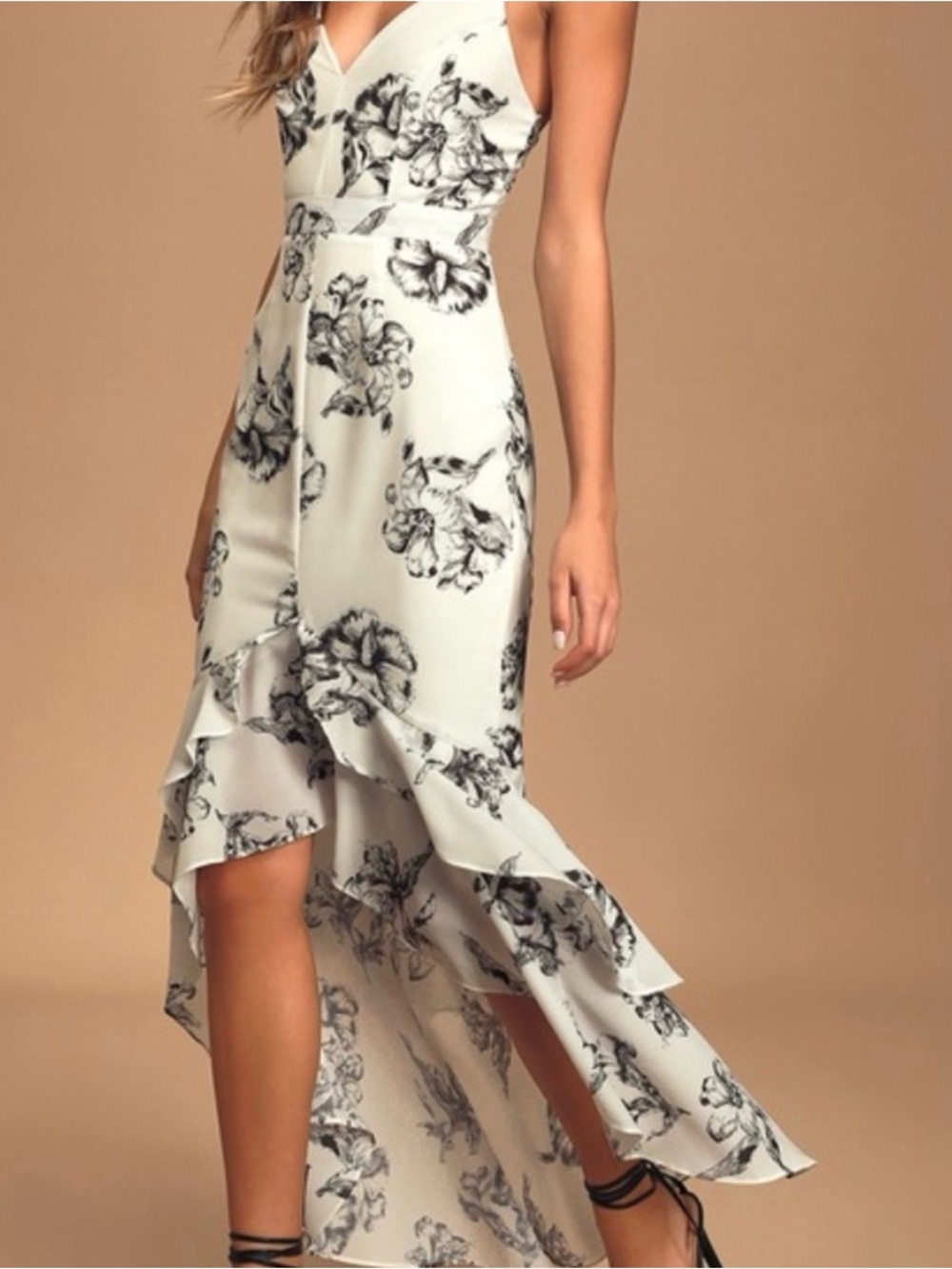 Lulu's Darling Daylily White High-Low Dress with Black Floral Print - Picture 2 of 9